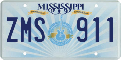 MS license plate ZMS911