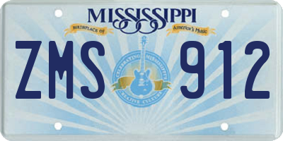 MS license plate ZMS912