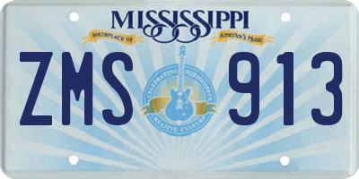 MS license plate ZMS913