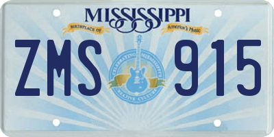 MS license plate ZMS915