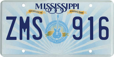 MS license plate ZMS916