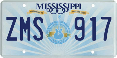 MS license plate ZMS917