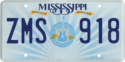 MS license plate ZMS918