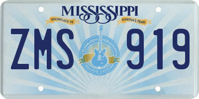 MS license plate ZMS919