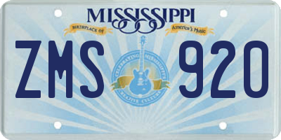 MS license plate ZMS920