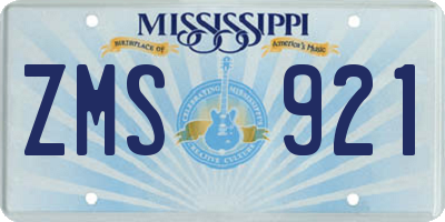 MS license plate ZMS921