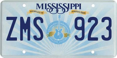 MS license plate ZMS923