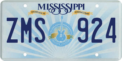 MS license plate ZMS924