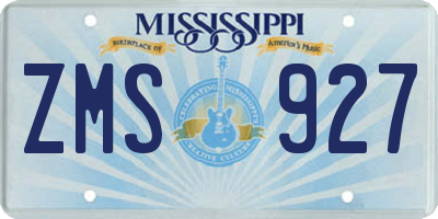 MS license plate ZMS927