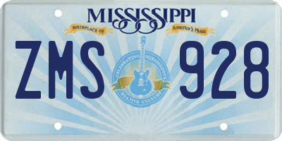 MS license plate ZMS928