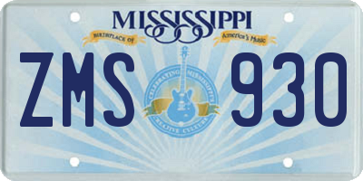 MS license plate ZMS930