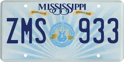 MS license plate ZMS933