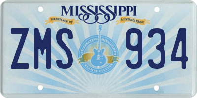 MS license plate ZMS934