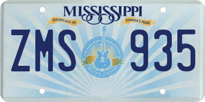 MS license plate ZMS935