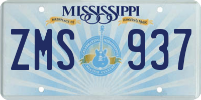 MS license plate ZMS937