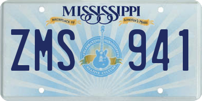 MS license plate ZMS941