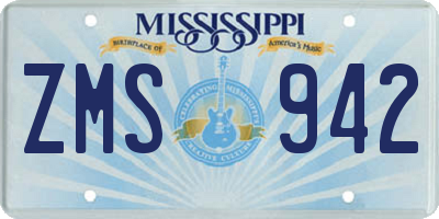 MS license plate ZMS942