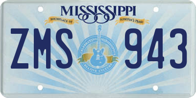 MS license plate ZMS943