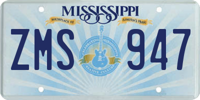 MS license plate ZMS947