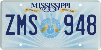 MS license plate ZMS948