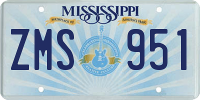 MS license plate ZMS951