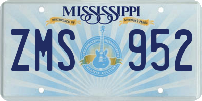MS license plate ZMS952