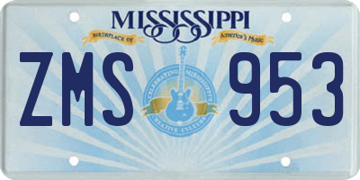 MS license plate ZMS953
