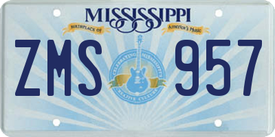 MS license plate ZMS957