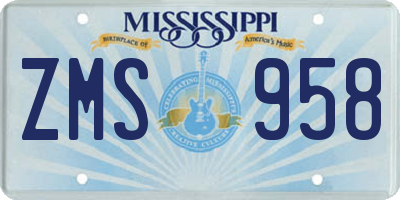 MS license plate ZMS958