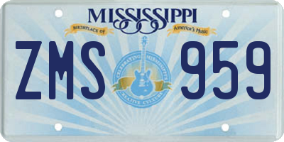 MS license plate ZMS959