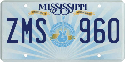 MS license plate ZMS960