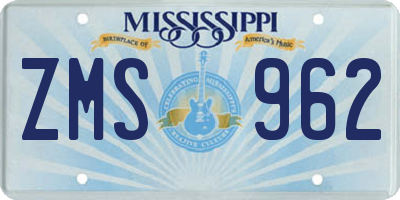 MS license plate ZMS962