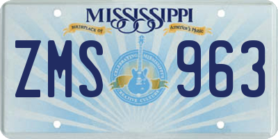 MS license plate ZMS963