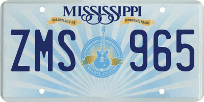 MS license plate ZMS965