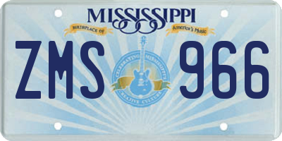 MS license plate ZMS966