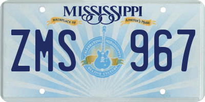 MS license plate ZMS967