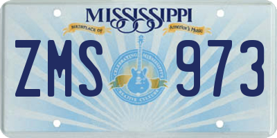 MS license plate ZMS973