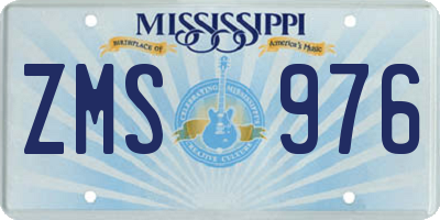 MS license plate ZMS976