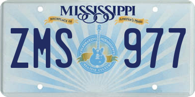 MS license plate ZMS977
