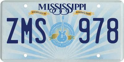 MS license plate ZMS978