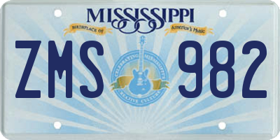 MS license plate ZMS982