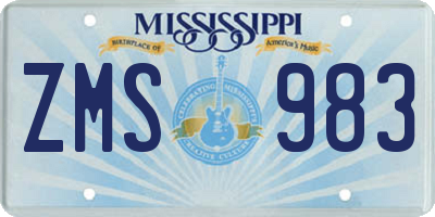 MS license plate ZMS983