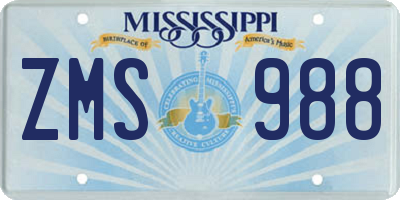 MS license plate ZMS988