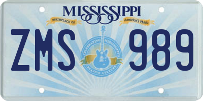 MS license plate ZMS989