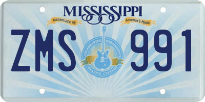 MS license plate ZMS991