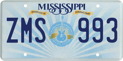 MS license plate ZMS993
