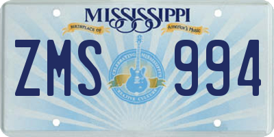 MS license plate ZMS994