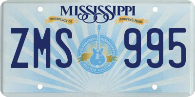 MS license plate ZMS995