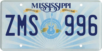 MS license plate ZMS996