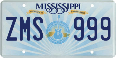 MS license plate ZMS999